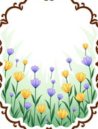 Meadow Blooms with Brown Scroll Border Rug
