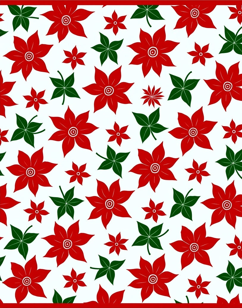 Vibrant Red Green Floral Scatter Rug