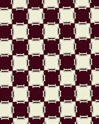 Crimson Cream Checkerboard Fretwork Rug