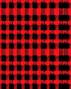 Vibrant Red Black Checkered Grid Rug