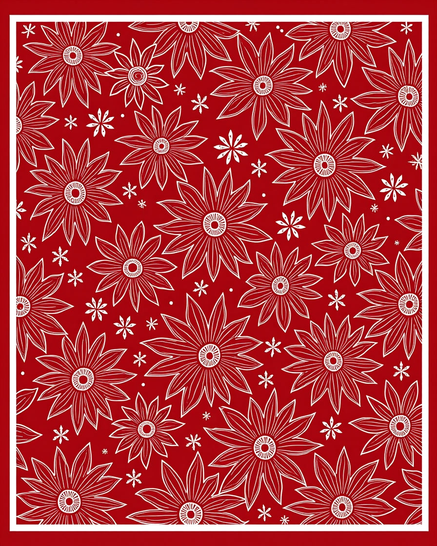Bold Red Floral Bloom Collage Rug