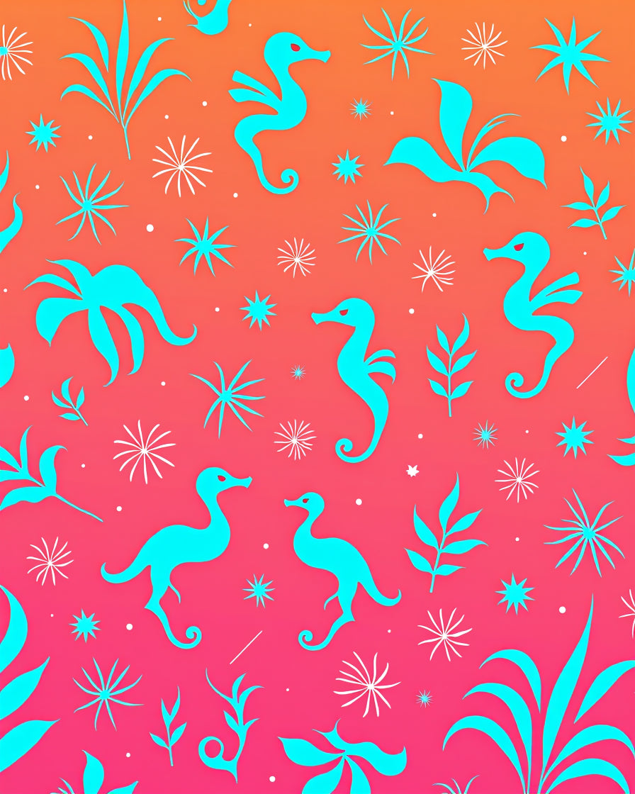 Turquoise Seahorse Tropical Gradient Rug
