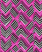 Bold Pink Black White Chevron Shapes Rug
