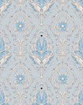 Pale Blue Baroque Floral Damask Rug