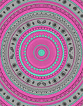 Pink Turquoise Gray Concentric Mandala Rug