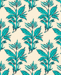 Teal Branch Botanical Cream Background Rug