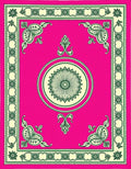 Vibrant Pink Green Floral Medallion Border Rug