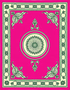 Vibrant Pink Green Floral Medallion Border Rug