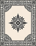 Black Ivory Ornate Medallion Frame Rug