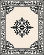 Black Ivory Ornate Medallion Frame Rug