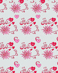 Whimsical Pink Heart Floral Swirl Rug