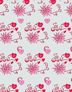 Whimsical Pink Heart Floral Swirl Rug