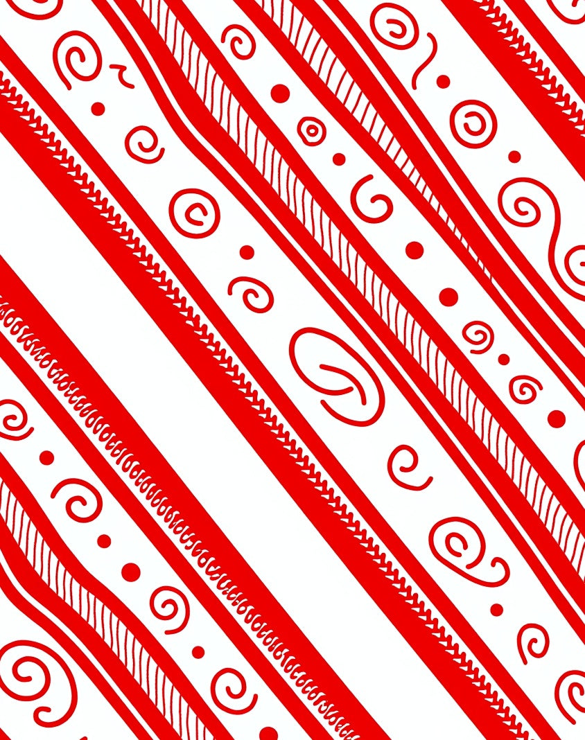Bold Red Swirl Diagonal Stripes Rug