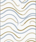 Soft Blue Tan Swirl Waves Rug