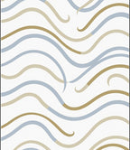 Soft Blue Tan Swirl Waves Rug