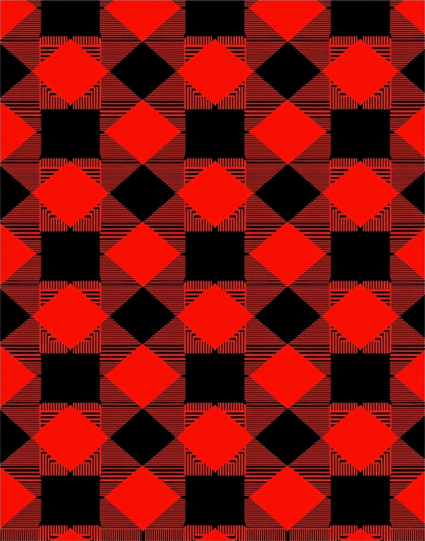 Bold Red Black Plaid Diamond Rug