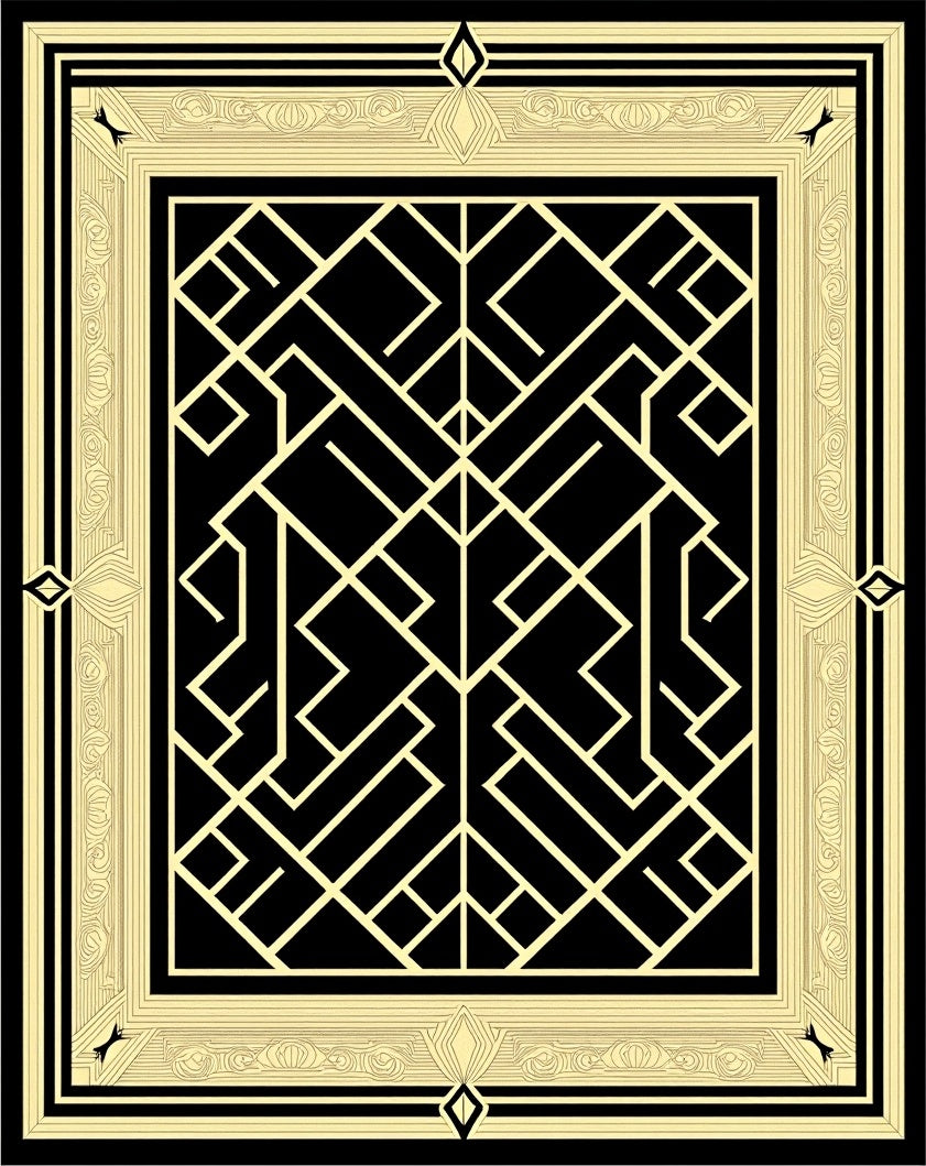 Bold Gold Geometric Art Deco Rug
