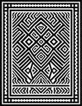 Black White Interlocking Geometric Square Rug