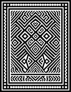 Black White Interlocking Geometric Square Rug