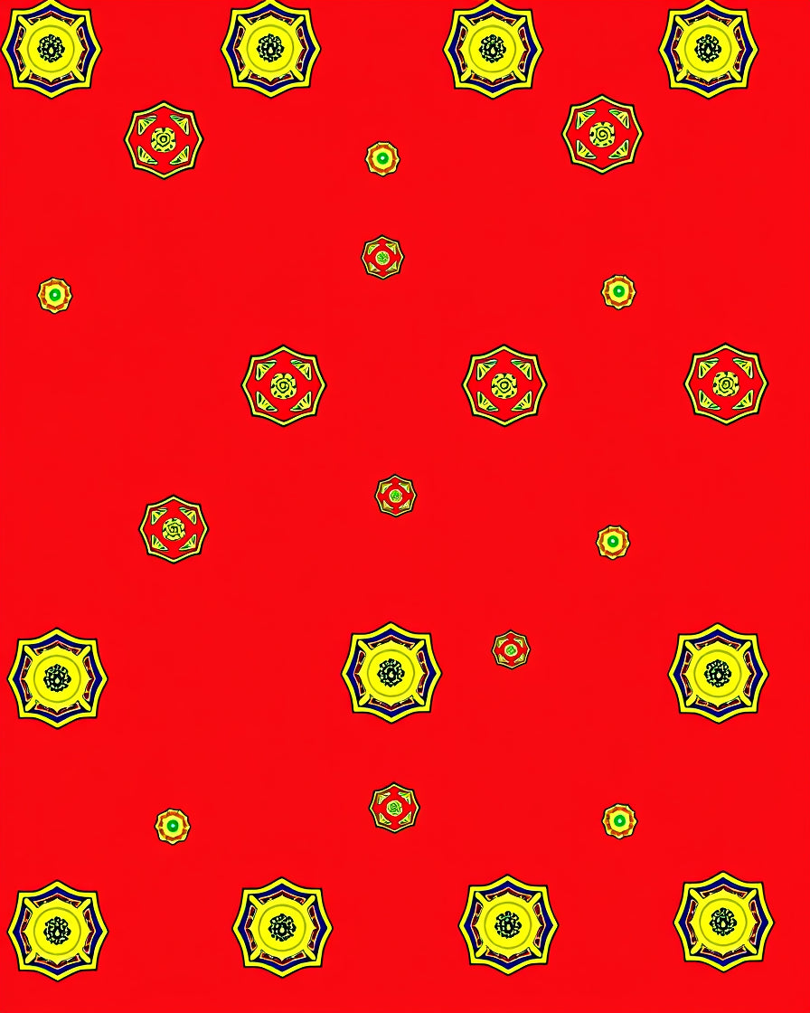 Vibrant Red Geometric Starburst Rug