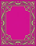 Vibrant Magenta Floral Scroll Frame Rug