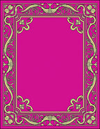 Vibrant Magenta Floral Scroll Frame Rug