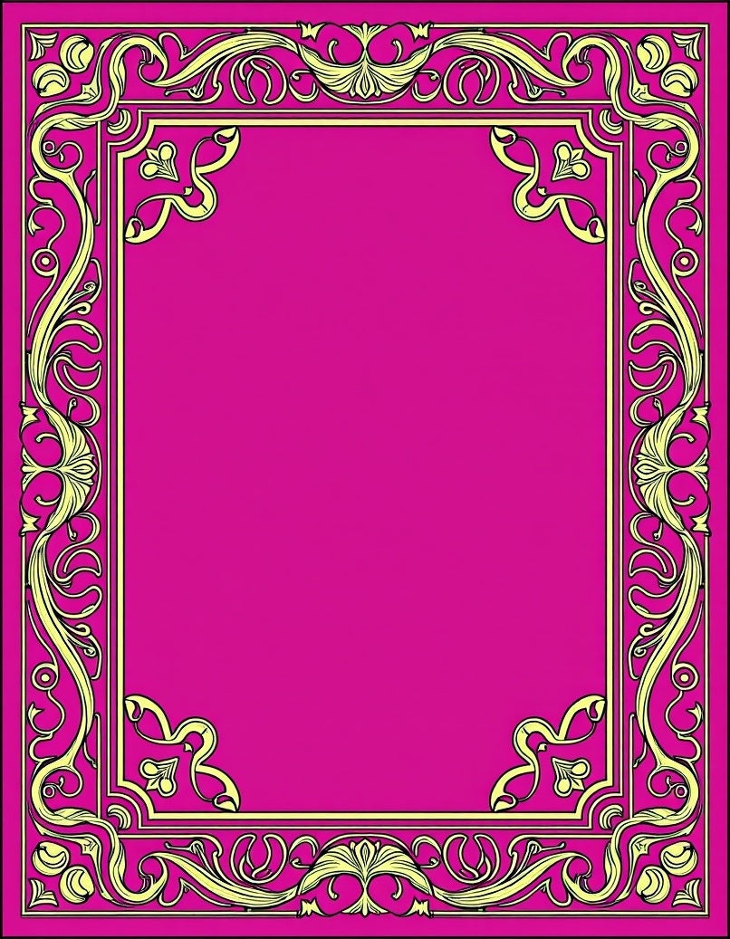 Vibrant Magenta Floral Scroll Frame Rug