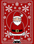 Festive Red Santa Snowflake Border Rug