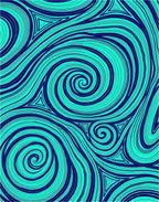 Deep Blue Swirling Aqua Curves Rug