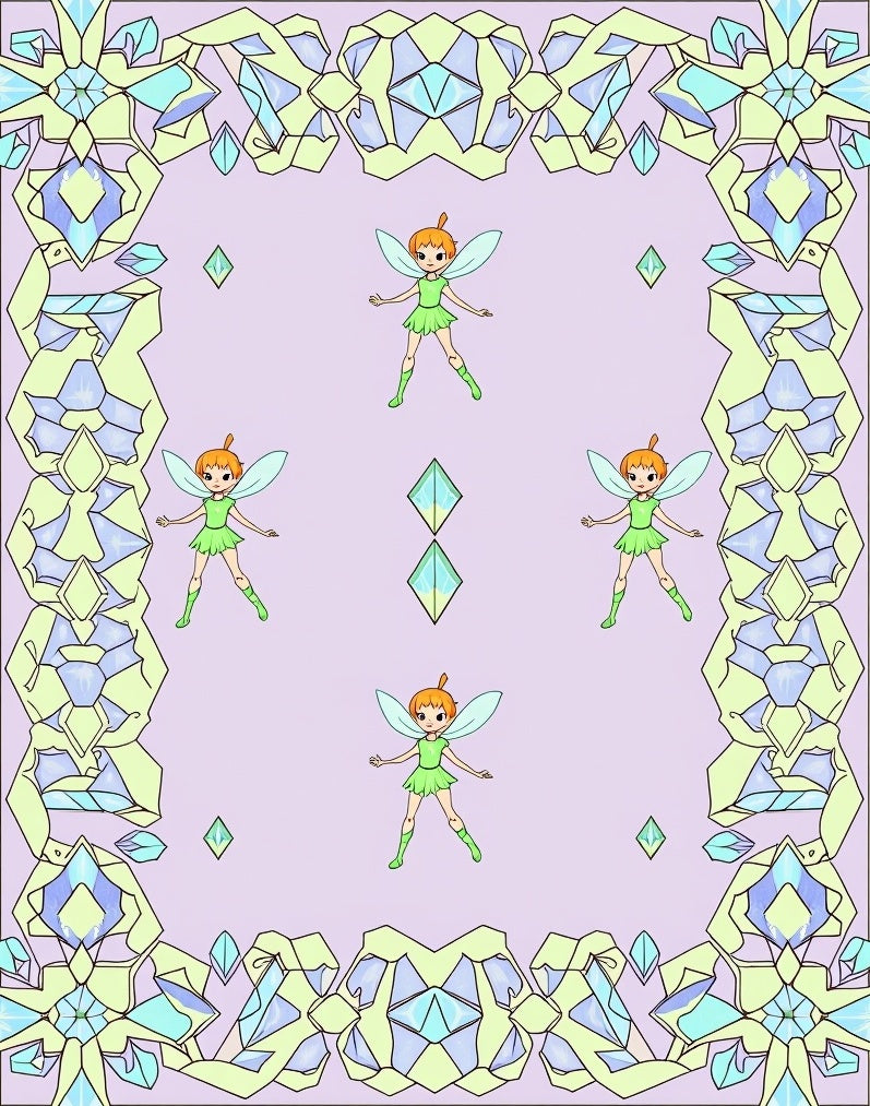 Whimsical Fairy Crystal Gem Border Rug