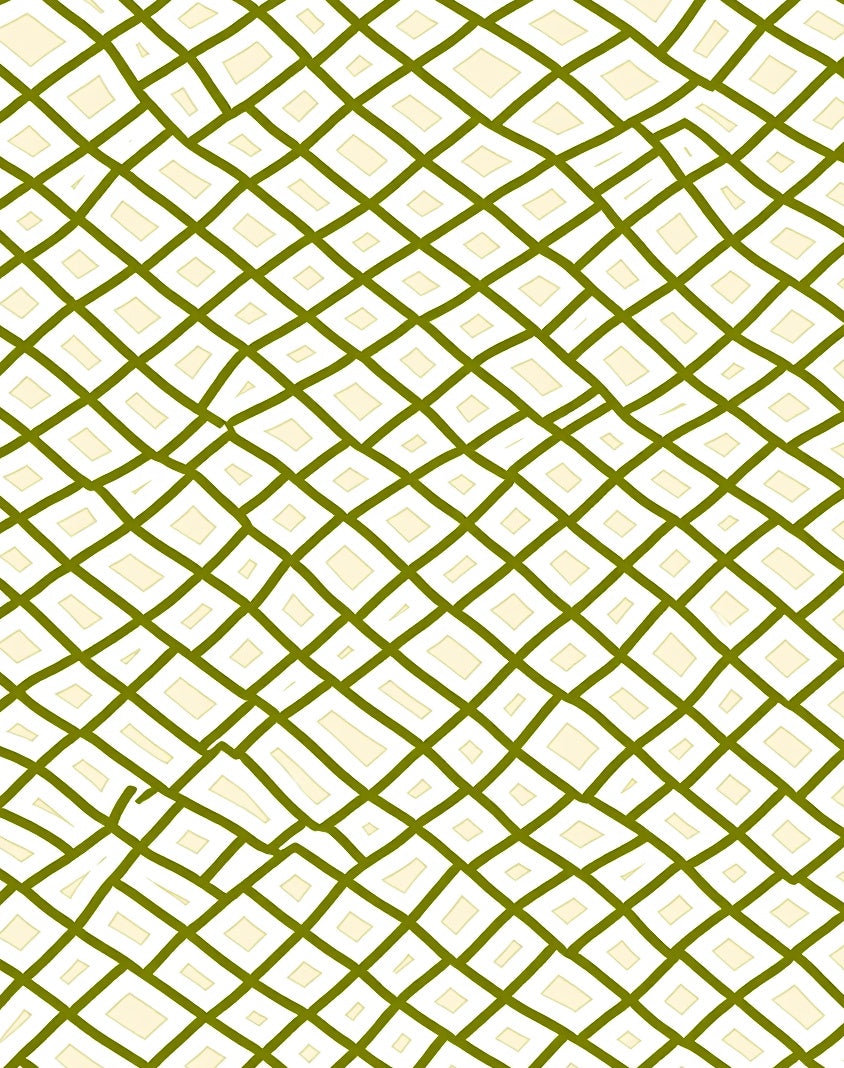 Olive Green Distorted Diamond Grid Rug