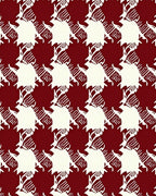 Deep Red Ivory Houndstooth Tree Branch Rug