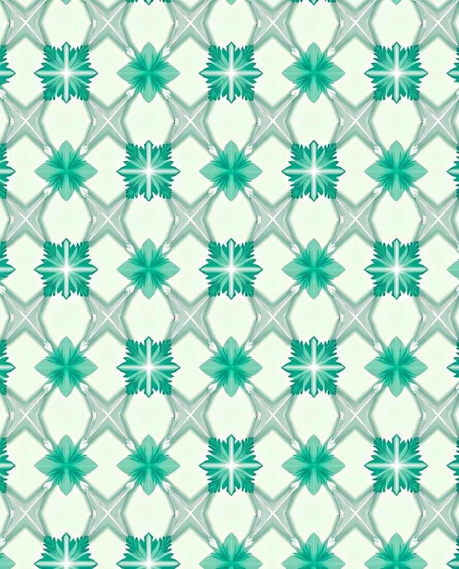 Emerald Green Floral Lattice Rug