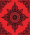 Bold Black Mandala Red Rug