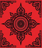 Bold Black Mandala Red Rug