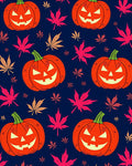 Happy Jack O Lantern Maple Leaf Backdrop Rug