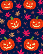 Happy Jack O Lantern Maple Leaf Backdrop Rug