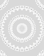 Pale Gray White Blossom Mandala Rug
