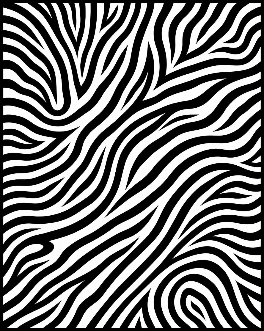 Bold Black White Zebra Waves Rug