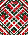 Red Green White Geometric Interlock Rug