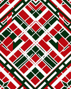 Red Green White Geometric Interlock Rug