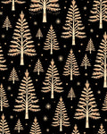 Golden Pine Trees with Stars Rug