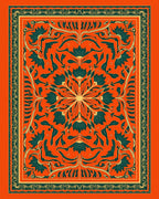 Vibrant Orange Teal Floral Medallion Rug