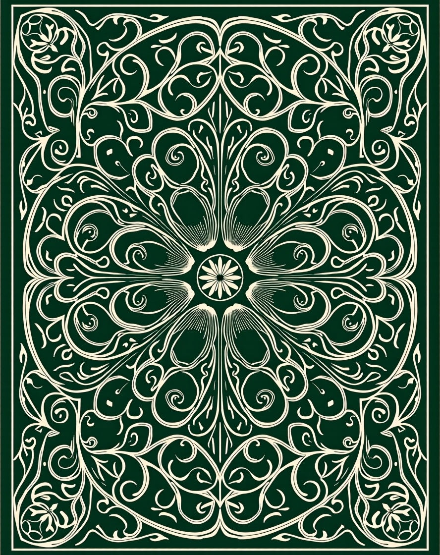 Emerald Green Vintage Floral Mandala Rug