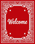 Red White Floral Medallion Welcome Rug