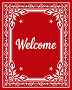 Red White Floral Medallion Welcome Rug
