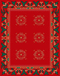 Crimson Red Floral Holly Border Rug