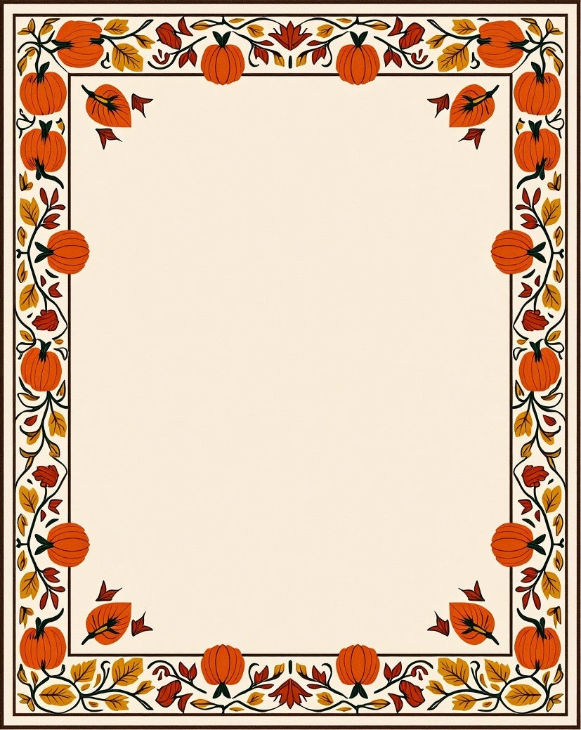 Harvest Pumpkin Fall Foliage Border Rug