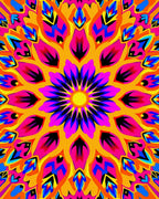 Vibrant Psychedelic Sun Mandala Rug