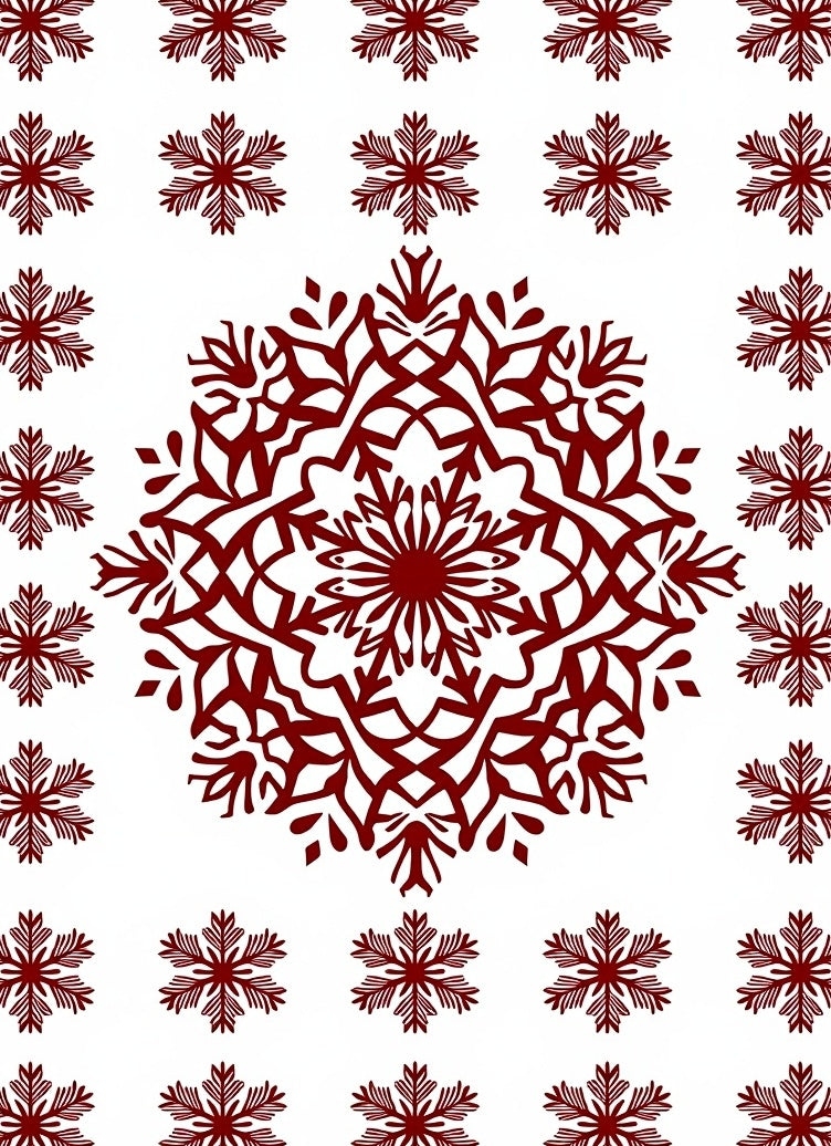 Crimson Snowflake Mandala Arrangement Rug